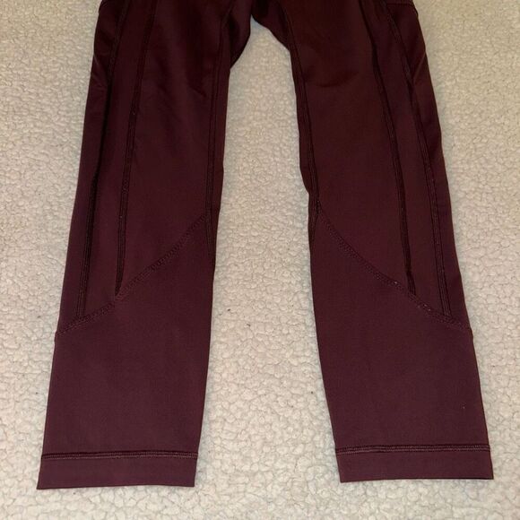Lululemon Women’s Burgundy Maroon Athletic Leggings Size 6 EUC - Picture 2 of 12